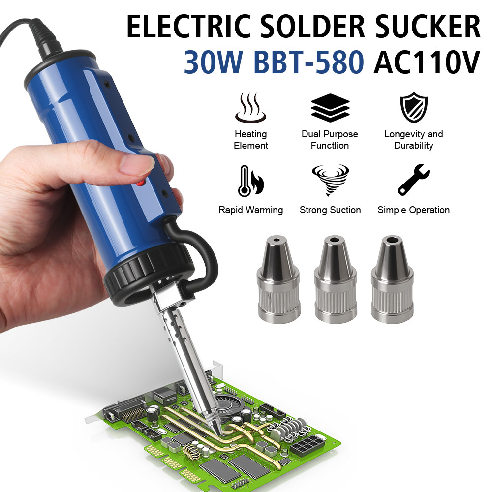 Desoldering Pump Electric Vacuum Station - إزالة المضخة مع 3 فوهة شفط